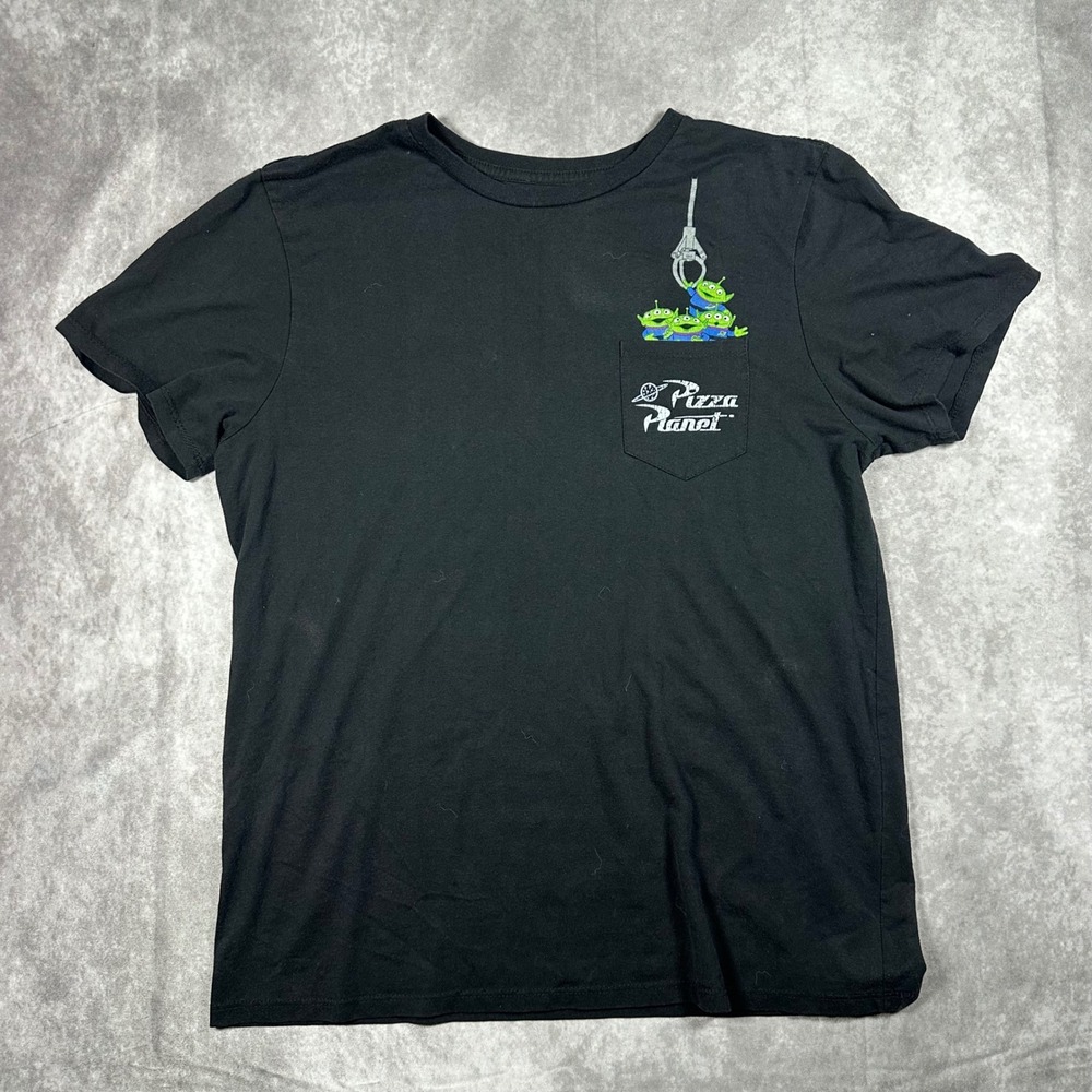 Disney Pixar Toy Story Pizza Planet Shirt Mens XL Black Alien Claw Pocket Tee